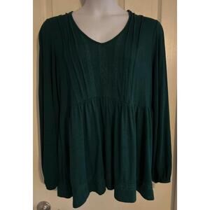 Torrid Long Sleeve Babydoll Green Top sz 1